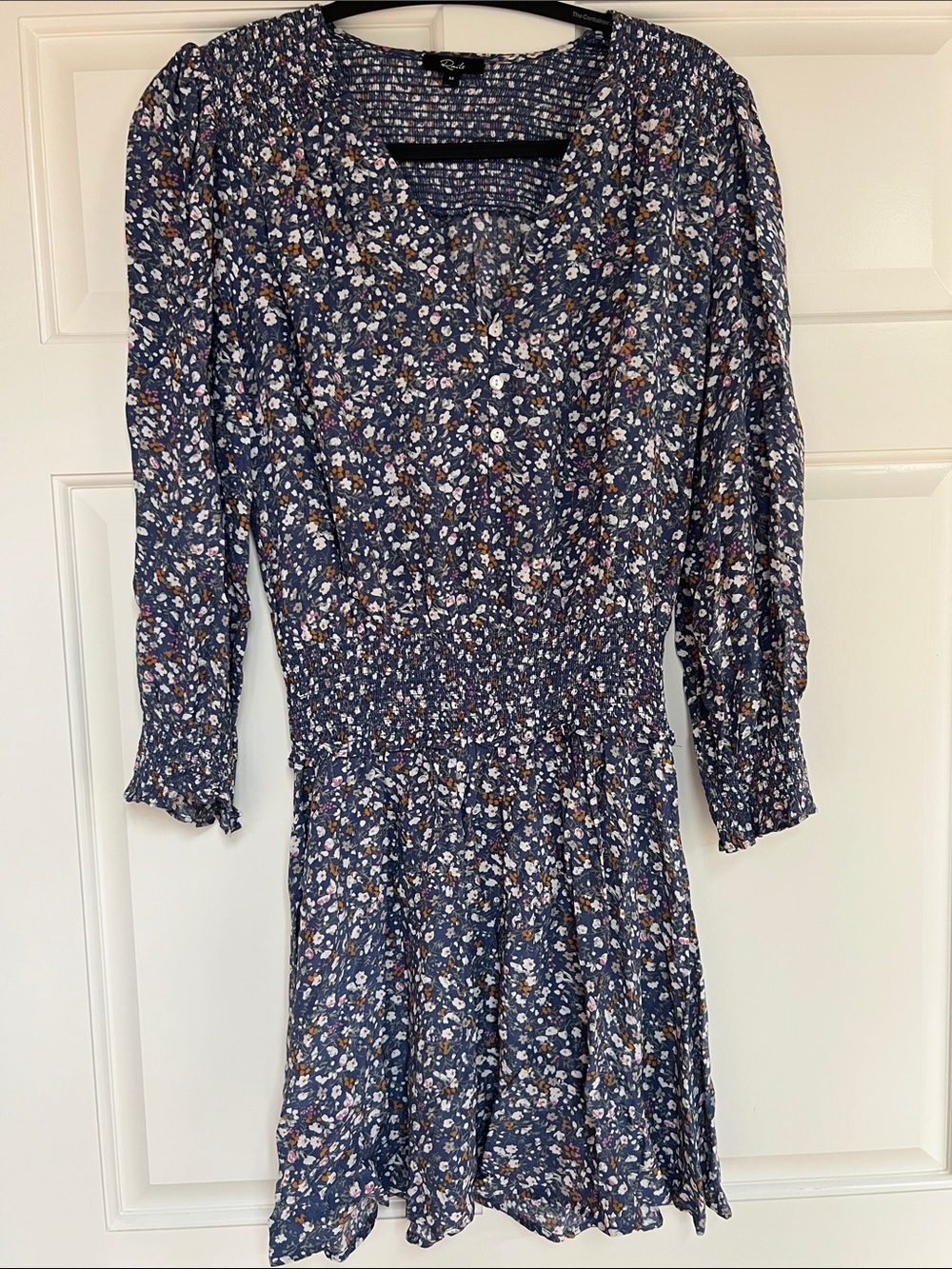 Rails Navy Floral Smocked Midi Dress size M